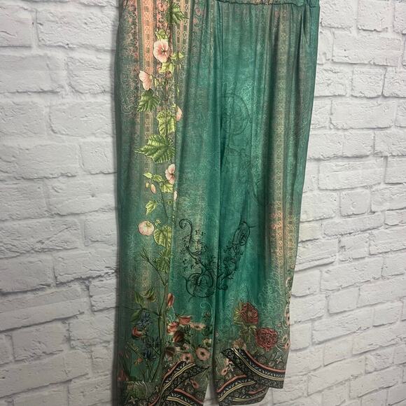 Floral Turquoise Gypsy Style Pants Women Size XL - Picture 4 of 7